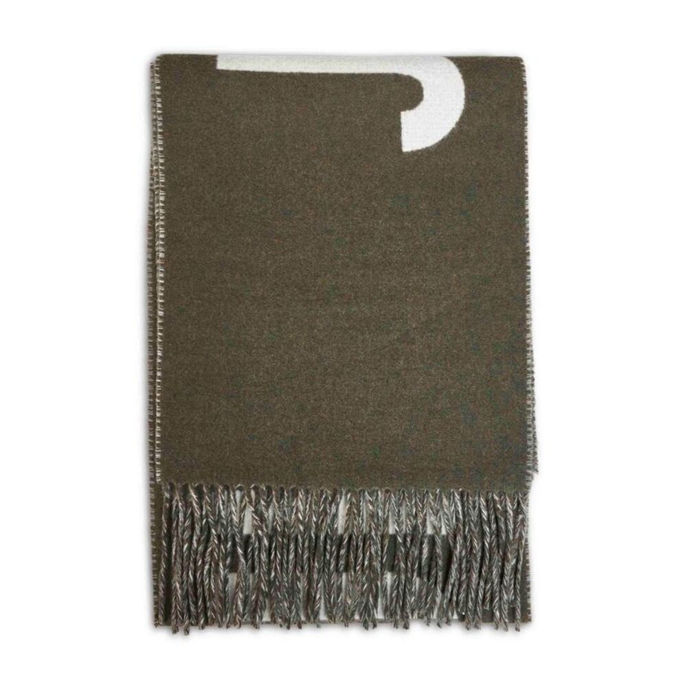 Jacquemus Women Khaki Wool The Jacquemus Fringe Logo Scarf